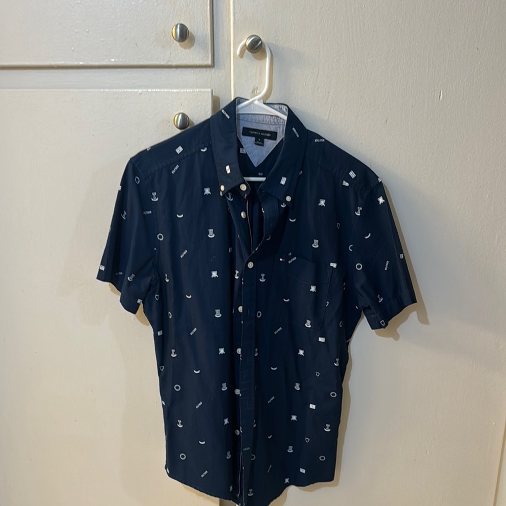 Tommy Hilfiger Navy Blue Casual Button Down Shirt